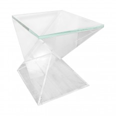 Unusual intersecting Lucite side table